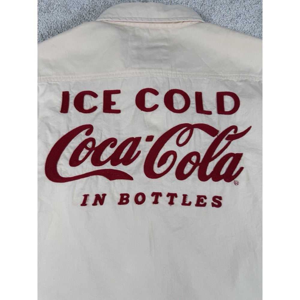 Coca Cola American Needle Shirt Coke Long Sleeve Collared L Creme Embroidered - Picture 3 of 16
